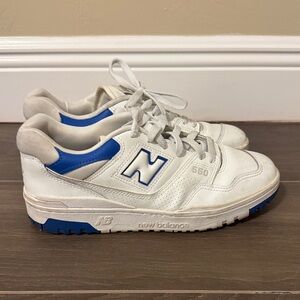 New Balance White & Blue 550 Retro Athletic Sneakers
